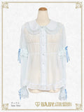 B50BL408 Detachable Sleeves Babydoll Chiffon Blouse