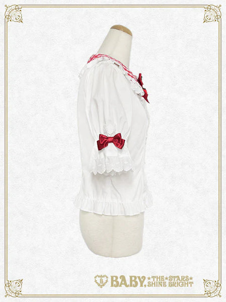 B50BL414 Swinging Strawberry's Happy Berry Present Gingham Blouse