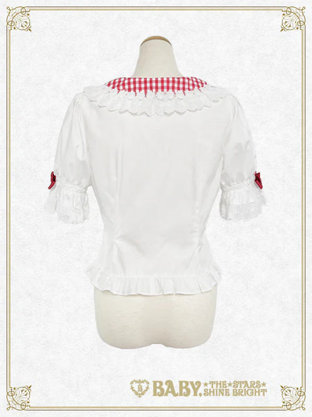 B50BL414 Swinging Strawberry's Happy Berry Present Gingham Blouse
