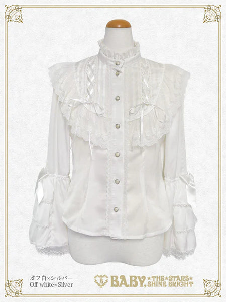 B50BL428 Cinderella Stand-collar Satin Blouse