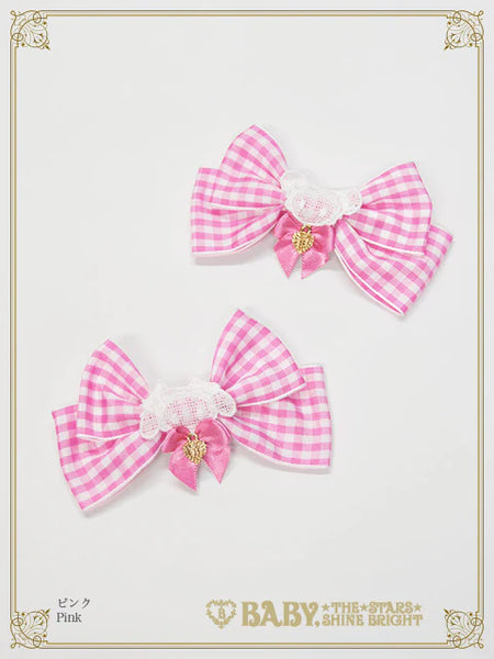 B50HA711 Kumya-chan's Fun Fun Gingham Parade Ribbon Clip