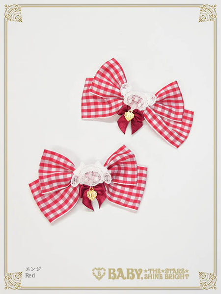 B50HA711 Kumya-chan's Fun Fun Gingham Parade Ribbon Clip