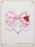B50HA958 Swinging Strawberry's Happy Berry Present Gingham Headbow
