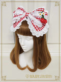 B50HA958 Swinging Strawberry's Happy Berry Present Gingham Headbow