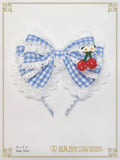 B50HA958 Swinging Strawberry's Happy Berry Present Gingham Headbow