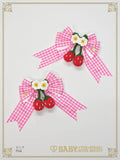 B50HA960 Swinging Strawberry's Happy Berry Present Gingham Ribbon Clips