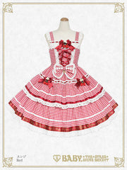 B50JS228 Swinging Strawberry's Happy Berry Present Gingham Jumperskirt