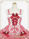 B50JS228 Swinging Strawberry's Happy Berry Present Gingham Jumperskirt