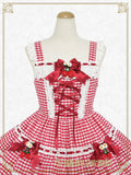 B50JS228 Swinging Strawberry's Happy Berry Present Gingham Jumperskirt