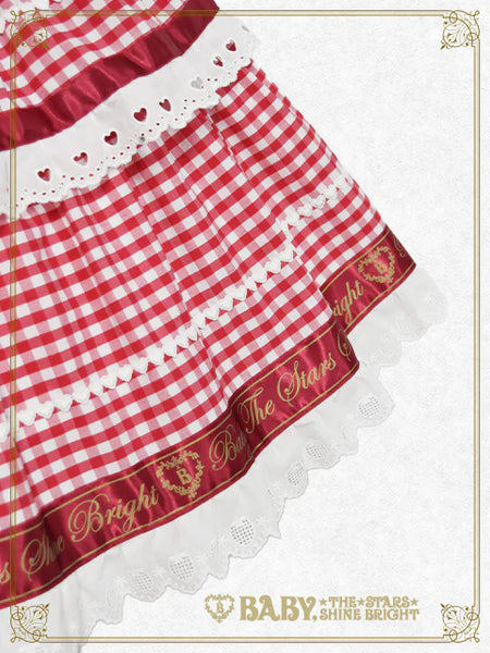 B50JS228 Swinging Strawberry's Happy Berry Present Gingham Jumperskirt