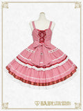 B50JS228 Swinging Strawberry's Happy Berry Present Gingham Jumperskirt