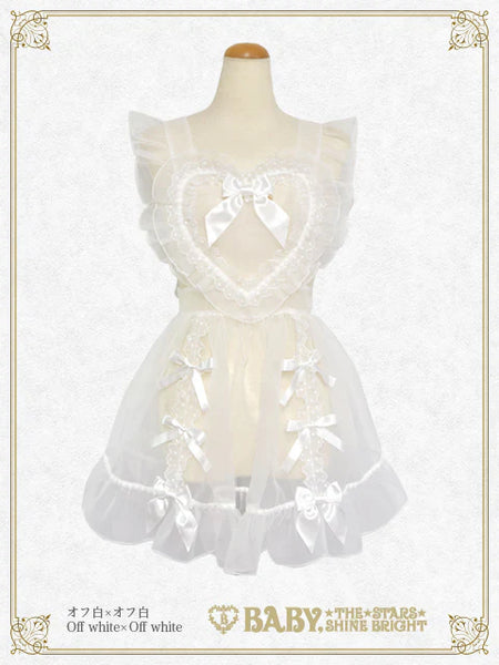 B50OT042 Organdy Ribbon Heart Apron