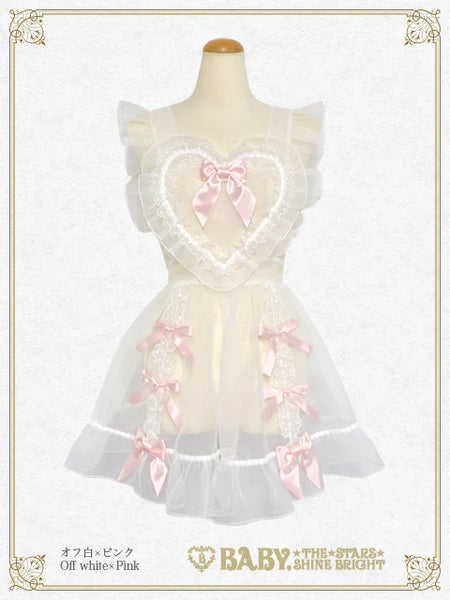 B50OT042 Organdy Ribbon Heart Apron