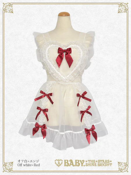 B50OT042 Organdy Ribbon Heart Apron