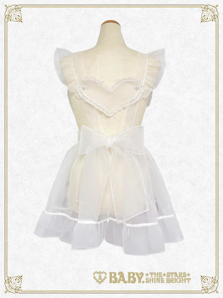 B50OT042 Organdy Ribbon Heart Apron