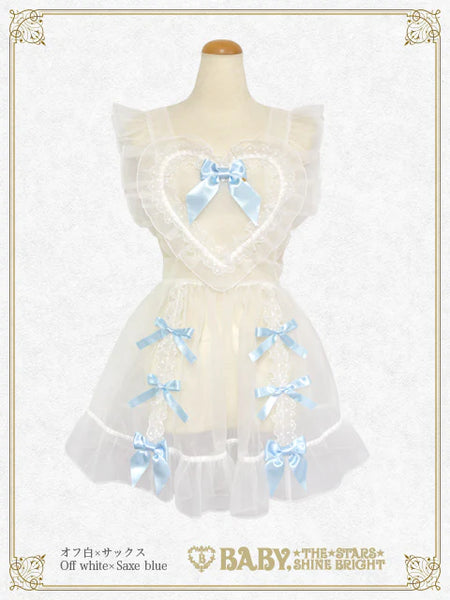 B50OT042 Organdy Ribbon Heart Apron