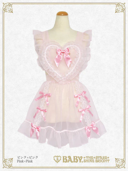 B50OT042 Organdy Ribbon Heart Apron