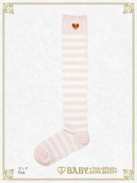B50SC811 Princess Drop Embroidery Border Over Knee Socks