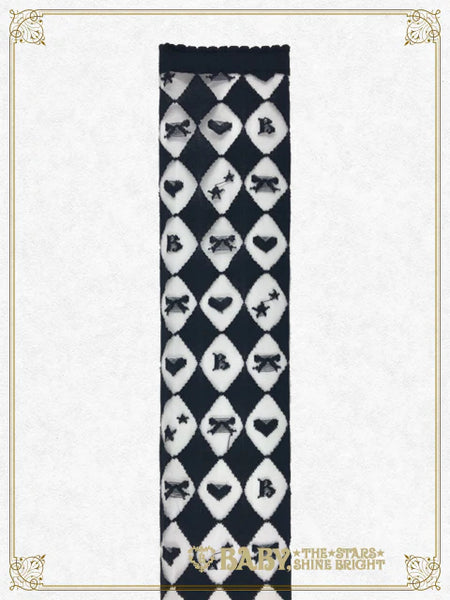 B50SC813 BABY Diamond Pattern See-through Over-the-Knee Socks