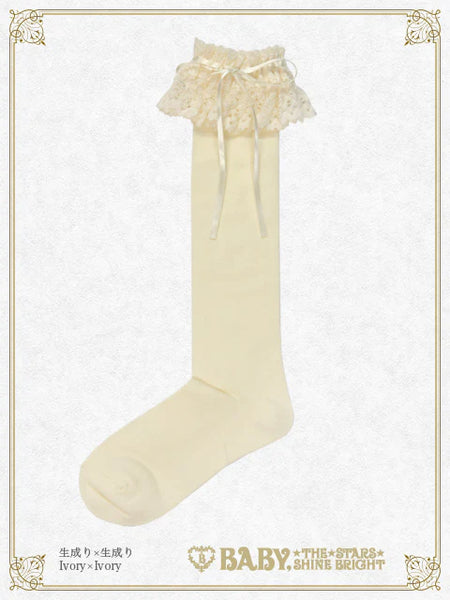 B50SC814 Ribbon Lace Knee Socks