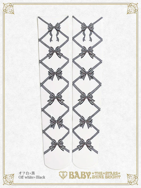 B50SC821 Ribbon Printed Over Knee Socks