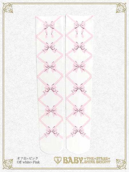B50SC821 Ribbon Printed Over Knee Socks