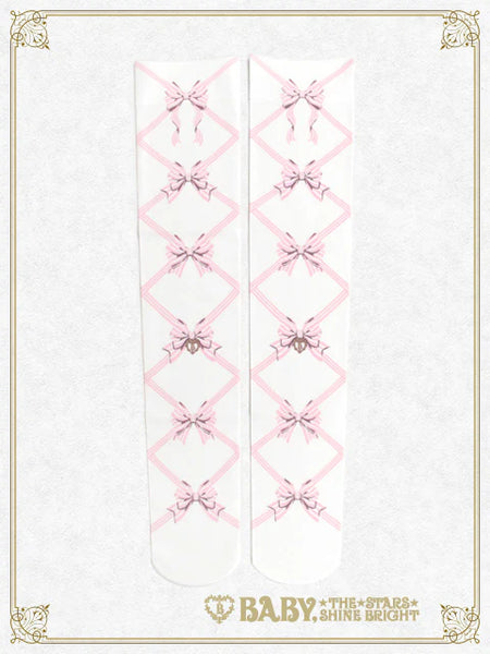B50SC821 Ribbon Printed Over Knee Socks