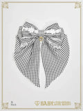 B49HA988 Fluffy Gingham Heart Ribbon Barrette