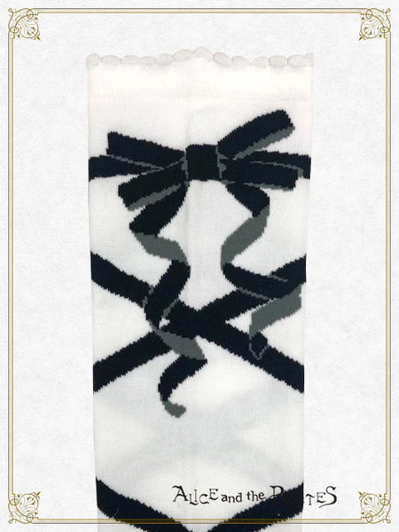 P19SC811 A/P Lace Up Ribbon Over Knee Socks