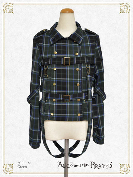 P20BL419 Tartan Check Pattern Overshirt with Harness Belt