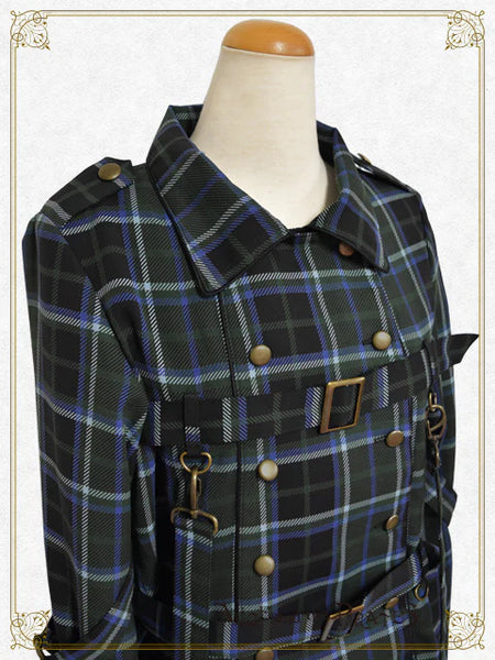 P20BL419 Tartan Check Pattern Overshirt with Harness Belt