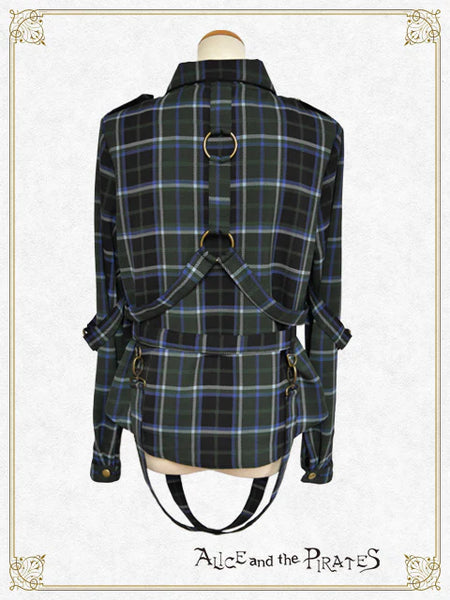 P20BL419 Tartan Check Pattern Overshirt with Harness Belt