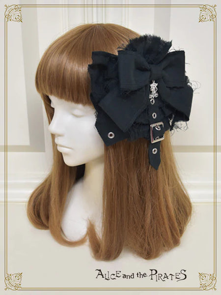 P20HA942 Monochrome Gauze Frill Ribbon Barrette