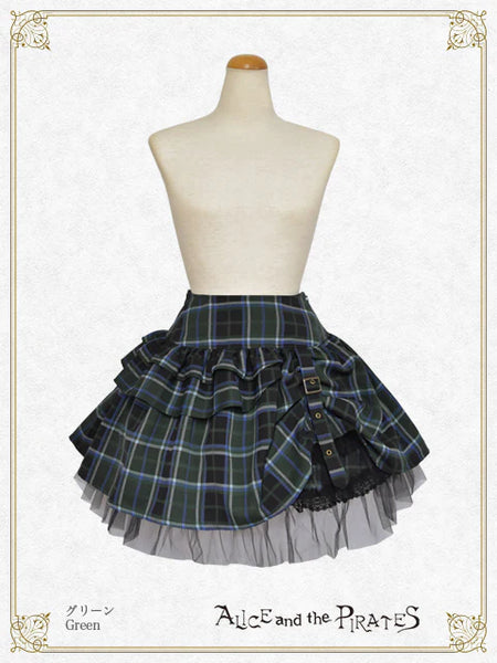 P20SK513 Tartan Check Pattern Hipbone Mini Skirt