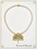 P21AC043 Poseidon Logo Plate Pearl Necklace