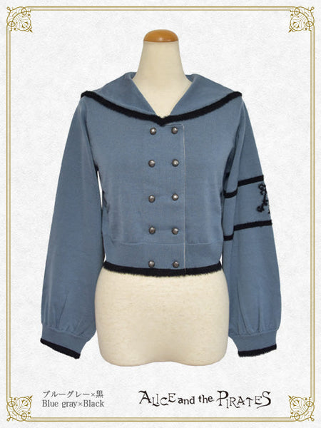 P21CD104 Sailor Collar Short Cardigan