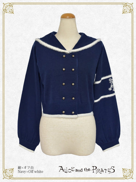 P21CD104 Sailor Collar Short Cardigan