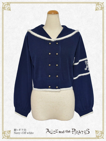 P21CD104 Sailor Collar Short Cardigan