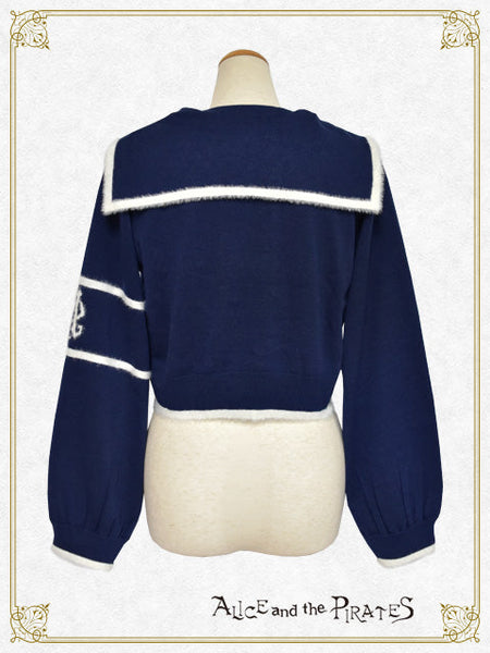 P21CD104 Sailor Collar Short Cardigan