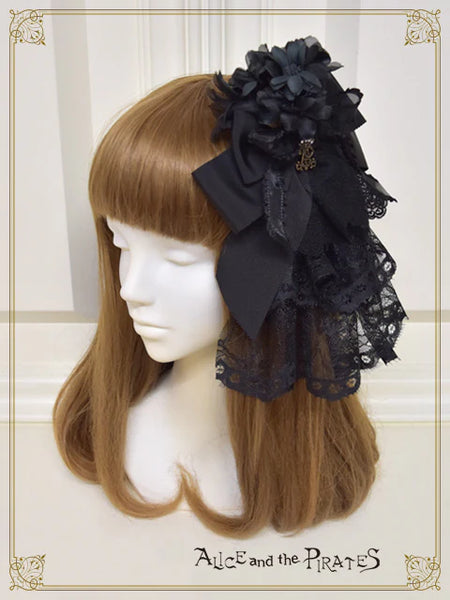 [LOTTERY PRE-ORDER] P21HA913 Dark racy Flora Ribbon Veil Clip