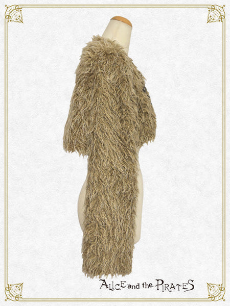 P21JK332 Beast Night Halloween Fur Short Jacket