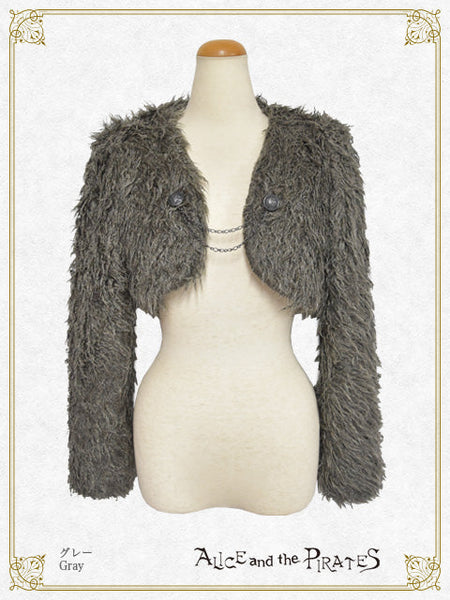P21JK332 Beast Night Halloween Fur Short Jacket