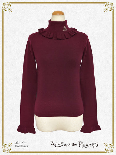 P21PO103 A/P Embroidered Turtleneck Frill Pullover