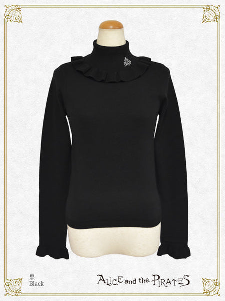 P21PO103 A/P Embroidered Turtleneck Frill Pullover