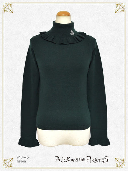 P21PO103 A/P Embroidered Turtleneck Frill Pullover