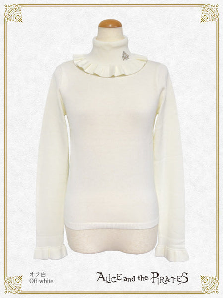 P21PO103 A/P Embroidered Turtleneck Frill Pullover