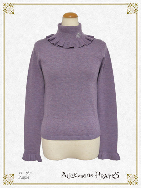 P21PO103 A/P Embroidered Turtleneck Frill Pullover