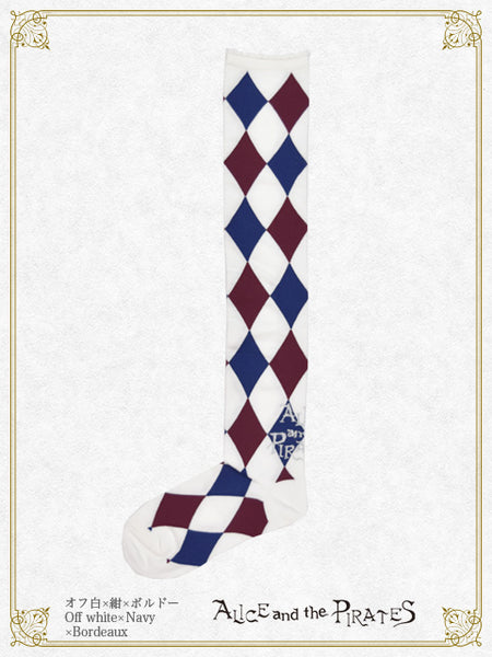 P21SC807 A/P Diamond Pattern Over-the-Knee Socks