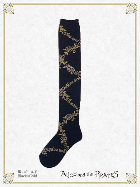 P21SC813 A/P Lace Up Rose Over Knee Socks