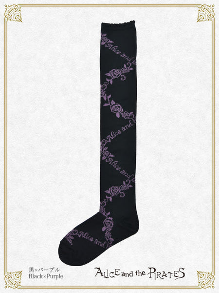 P21SC815 A/P Lace Up Rose Over Knee Socks